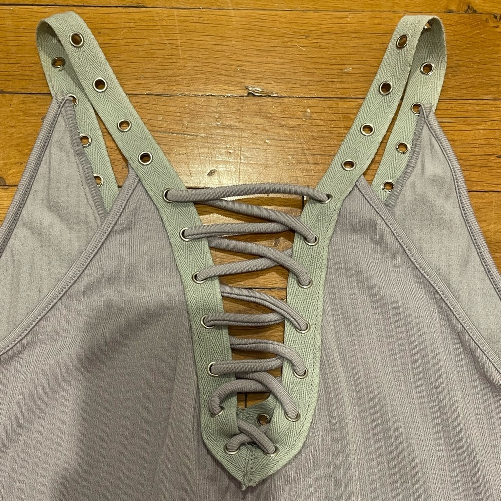 LF STORES Furst of a kind Vintage Criss Cross Hole Top